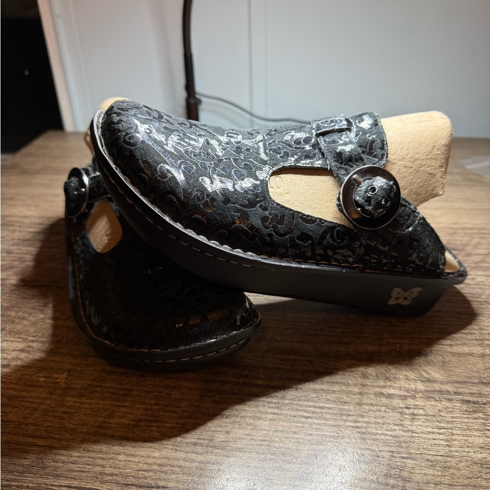 Alegria Black Patterned Mules - image 3